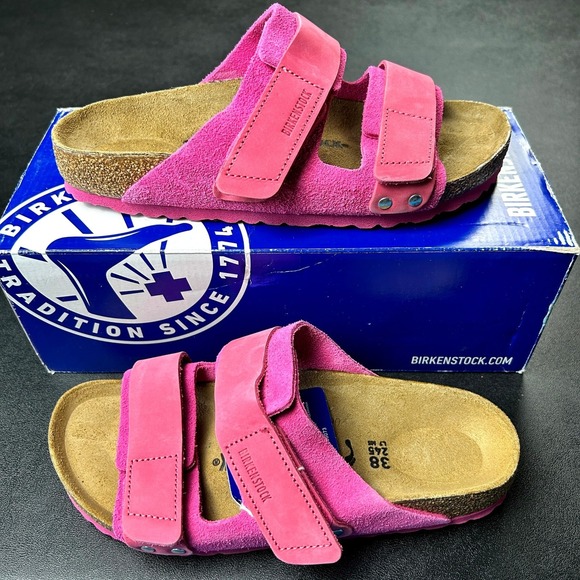 Birkenstock Shoes - Birkenstock Uji Nubuck-Suede Leather Womens Sandals Size 7 Fuchsia Tulip NEW